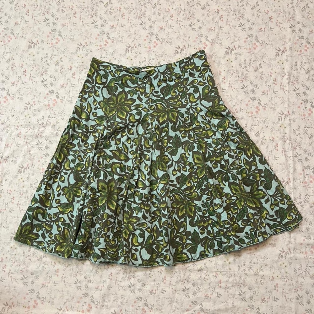 Merona Cotton Midi Full Skirt 100% Cotton Pleated Fairy Twee Floral Paisley